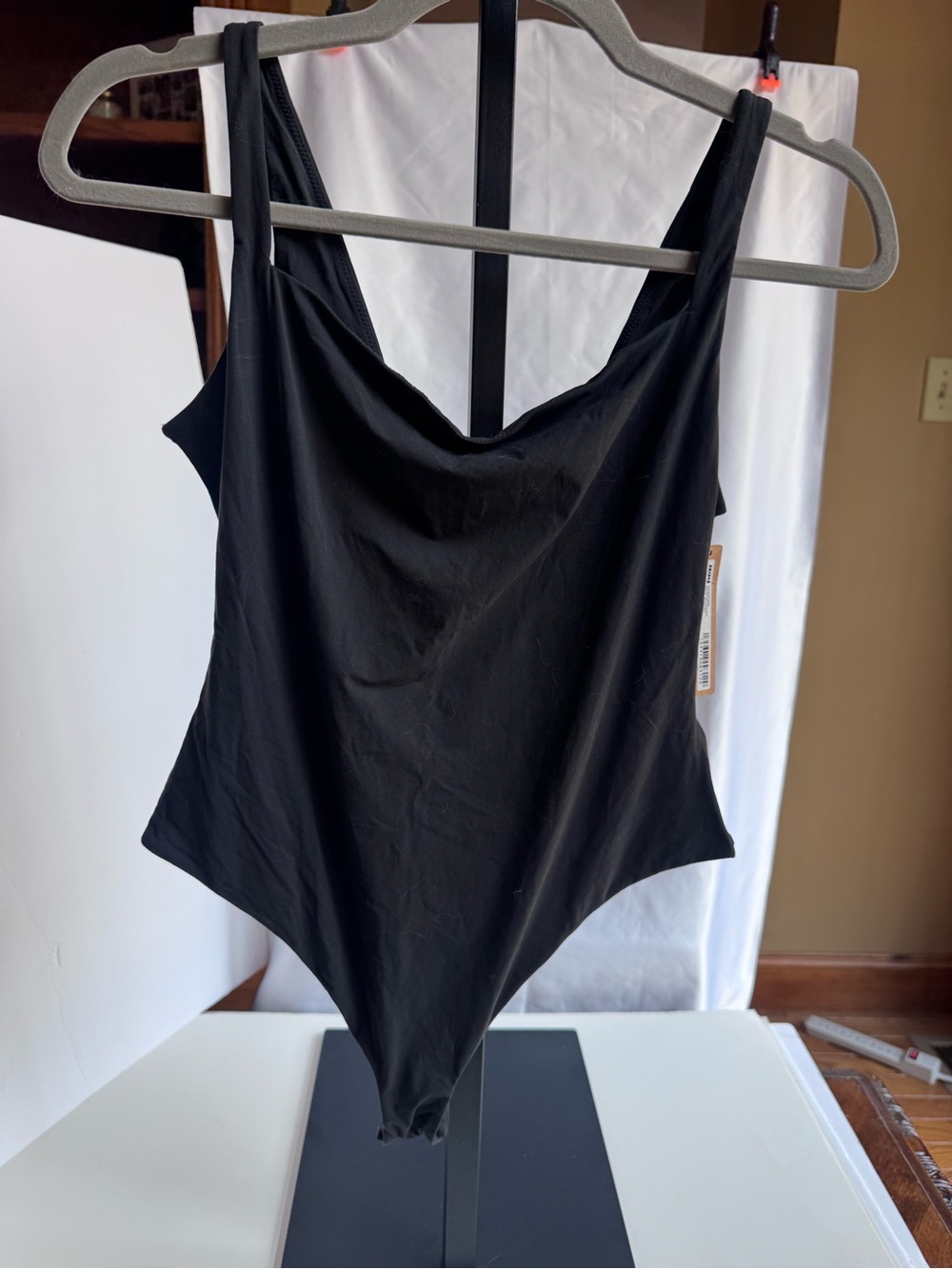 Classic SKIMS black super soft Scoop Neck One-Piece Bodysuit